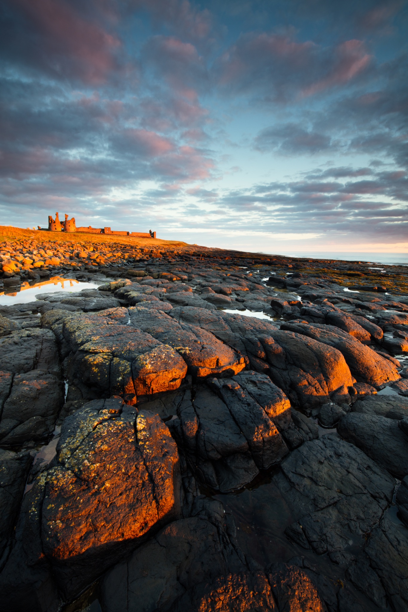 England, Northumberland, Dunstanburgh Castle.
